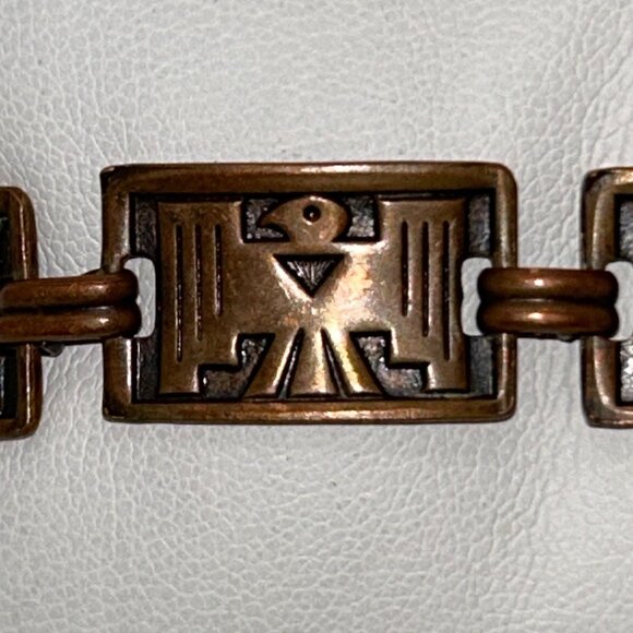 Vintage Copper Thunderbird Panel Link Bracelet With Replacement Clasp Tribal - Picture 3 of 15